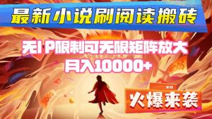 小说阅读搬砖单机每天收益200-400+ 无IP限制可无限矩阵放大 —-宝藏屋创业网