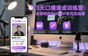 3天口播速成训练营,会搞钱的设计师IP系列实战课-宝藏屋创业网