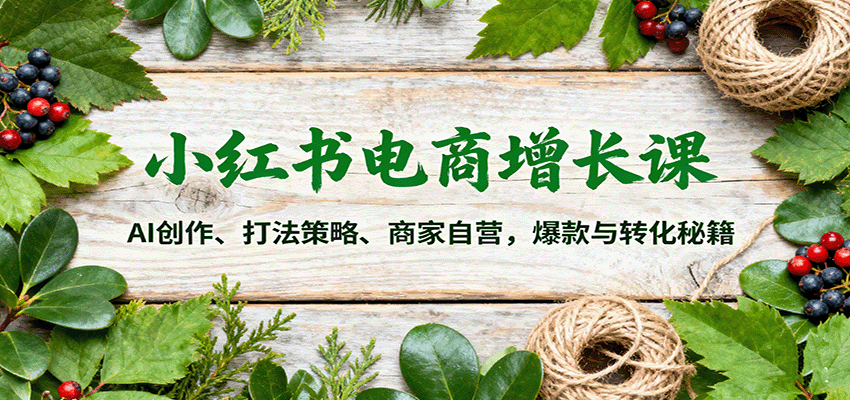 https://wc.yk520.top/wp-content/uploads/2025/10/20251011153044-68ea78240f440.png 小红书电商增长课:AI创作、打法策略、商家自营,爆款与转化秘籍