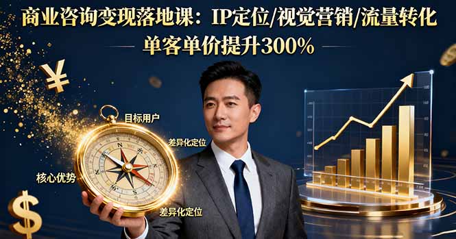 https://wc.yk520.top/wp-content/uploads/2025/10/20251012041032-68eb2a38effef.jpeg 商业咨询变现落地课:IP定位/视觉营销/流量转化,单客单价提升300%