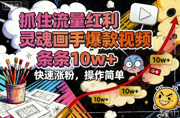 抓住流量红利，灵魂画手爆款视频，条条10w+，快速涨粉，操作简单-宝藏屋创业网