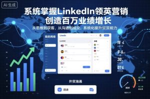 系统掌握LinkedIn领英营销,创造百万业绩增长,从思维到获客,从沟通到成交,系统化提升外贸能力-宝藏屋创业网