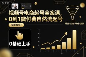视频号电商起号全案课,0到1微付费自然流起号-宝藏屋创业网