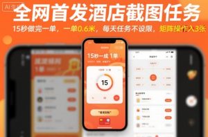 全网首发酒店截图任务,15秒做完一单,一单0.6米,每天任务不设限,矩阵操作日入3张【揭秘】-宝藏屋创业网