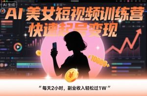 AI美女短视频训练营,快速起号变现,每天2小时,副业收入轻松过1W-宝藏屋创业网