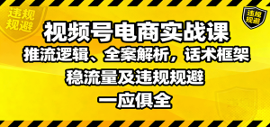 视频号电商实战课:推流逻辑、全案解析,话术框架,稳流量及违规规避等-宝藏屋创业网