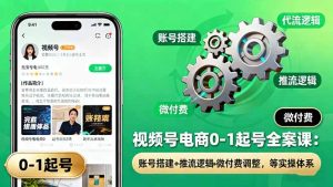 视频号电商0-1起号全案课:账号搭建+推流逻辑+微付费调整,等实操体系-宝藏屋创业网