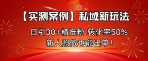 【实测案例】私域新玩法,日引30+精准粉,转化率50%,新人照做也能出单!-宝藏屋创业网