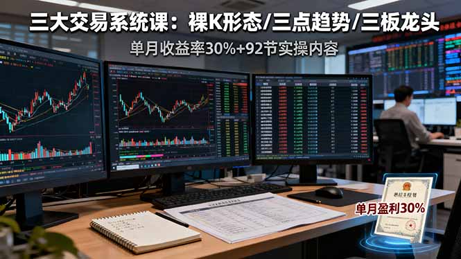 https://wc.yk520.top/wp-content/uploads/2025/10/20251014042044-68edcf9c592d9.jpeg 三大交易系统课:裸K形态/三点趋势/三板体系,单月收益率30%+92节实操内容