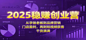 2025稳赚创业营:从学做老板到品牌营销、门店盈利,再到短视频获客,干货满满-宝藏屋创业网
