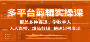 多平台剪辑实操课:覆盖多种赛道,学数字人、无人直播、爆品剪辑,快速起号变现-宝藏屋创业网