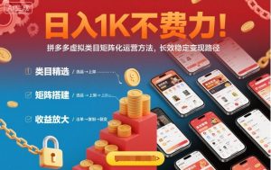 日入1K不费力!拼多多虚拟类目矩阵化运营方法,长效稳定变现路径-宝藏屋创业网