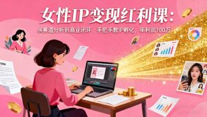 女性IP变现红利课:从赛道分析到商业闭环,手把手教IP孵化,年利润100万-宝藏屋创业网