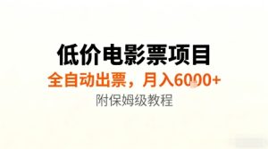 低价电影票项目,全自动出票,月入6k+,附保姆级教程【揭秘】-宝藏屋创业网