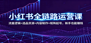 小红书全链路运营课:流量逻辑+选品货源+内容制作+矩阵起号,新手也能赚钱-宝藏屋创业网