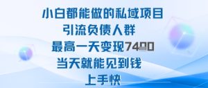 2025年小白都能做的私域项目引流负债人群最高一天变现1k+高变现难度低当天就能见到钱上手快-宝藏屋创业网