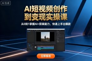 AI短视频创作到变现实操课,从0到1掌握AI+剪辑能力,快速上手出爆款(更新10月)-宝藏屋创业网