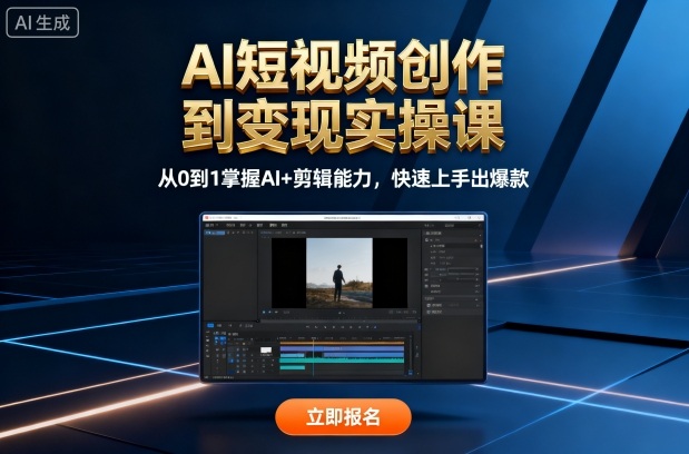 https://wc.yk520.top/wp-content/uploads/2025/10/20251017041050-68f1c1ca552d9.jpeg AI短视频创作到变现实操课,从0到1掌握AI+剪辑能力,快速上手出爆款(更新10月)