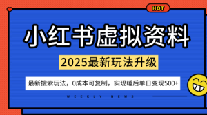 小红书虚拟资料项目:最新搜索流变现玩法,0成本简单可复制,一人多店打法,新手也可轻松日入5张+-宝藏屋创业网