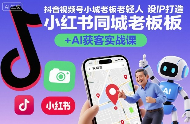 https://wc.yk520.top/wp-content/uploads/2025/10/20251018023059-68f2fbe3bc189.jpeg 抖音视频号小红书同城老板轻人设IP打造+AI获客实战课,人设打造-算法拆解-拍摄剪辑-内容运营-AI创作
