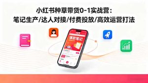 小红书种草带货0-1实战营:笔记生产/达人对接/付费投放/高效运营打法-宝藏屋创业网