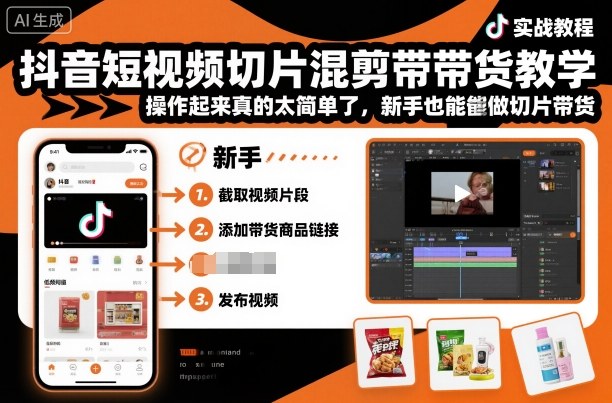 https://wc.yk520.top/wp-content/uploads/2025/10/20251019041032-68f464b8bb751.jpeg 抖音短视频切片混剪带货教学,操作起来真的太简单了,新手也能做切片带货