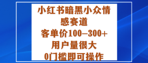 小红书暗黑小众情感赛道,客单价100-300+用户量很大,0门槛即可操作-宝藏屋创业网
