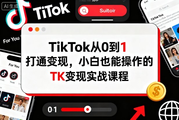 TikTok从0到1打通变现，小白也能操作的TK变现实战课程-宝藏屋创业网