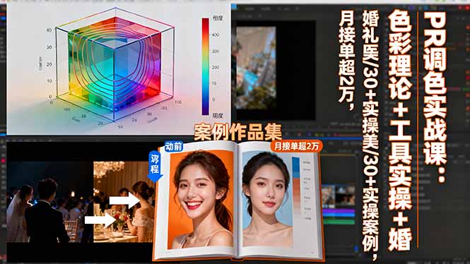 PR调色实战课：色彩理论+工具实操+婚礼医美/30+实操案例，月接单超2万-宝藏屋创业网