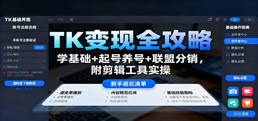 https://wc.yk520.top/wp-content/uploads/2025/10/20251021082126-68f742868bfa7.jpeg TK变现全攻略:学基础+起号养号+联盟分销,附剪辑工具实操