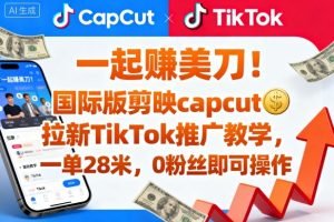 一起賺美刀!国际版剪映capcut拉新TikTok推广教学,一单28米,0粉丝即可操作(附推广入口和教学)-宝藏屋创业网