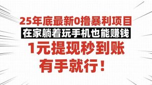 25年底最新0撸暴利项目,在家躺着玩手机也能赚钱,1元提现秒到账,有手…-宝藏屋创业网