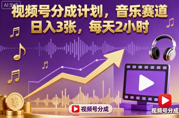 https://wc.yk520.top/wp-content/uploads/2025/10/20251023021146-68f98ee23c83e.jpeg 视频号分成计划,音乐赛道,日入3张,每天2小时
