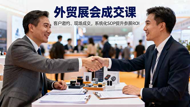 https://wc.yk520.top/wp-content/uploads/2025/10/20251023062042-68f9c93a1bf98.jpeg 外贸展会成交课,含目标制定、客户邀约、现场成交,系统化SOP提升参展ROI