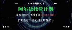 阿尔法托管计划 单账号月入3000-5000,长期稳定项目,新手小白轻松上手。-宝藏屋创业网