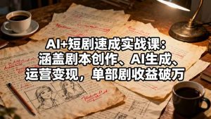 AI+短剧速成实战课:涵盖剧本创作、AI生成、运营变现,单部剧收益破万-宝藏屋创业网