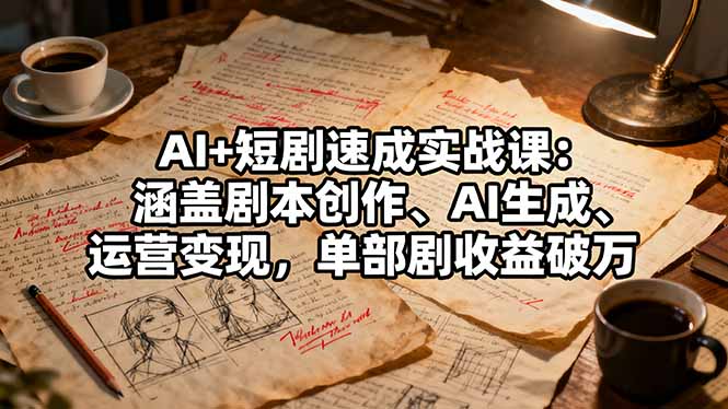 AI+短剧速成实战课：涵盖剧本创作、AI生成、运营变现，单部剧收益破万-宝藏屋创业网