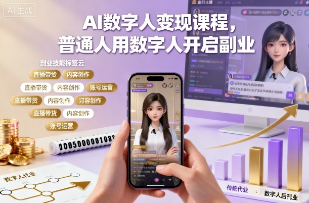 AI数字人变现课程，普通人用数字人开启副业-宝藏屋创业网