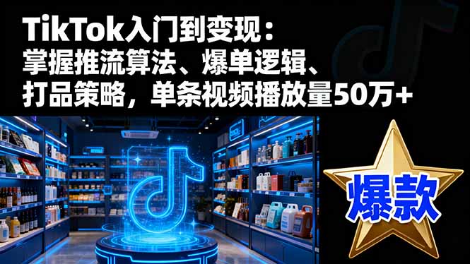 TikTok入门到变现：掌握推流算法、爆单逻辑、打品策略，单条视频播放量50w-宝藏屋创业网