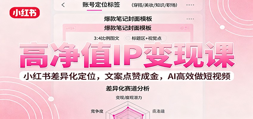 高净值IP变现课：小红书差异化定位，文案点赞成金， AI高效做短视频-宝藏屋创业网