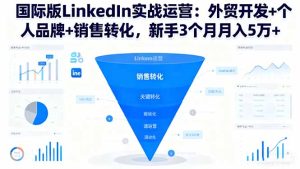国际版LinkedIn实战运营:外贸开发+个人品牌+销售转化,新手3个月月入5万+网赚项目-副业赚钱-互联网创业-资源整合御文网赚-宝藏屋创业网