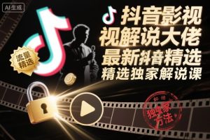 抖音影视解说大佬最新抖音进精选和独家方法,精选独家解说课网赚项目-副业赚钱-互联网创业-资源整合御文网赚-宝藏屋创业网