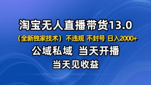 淘宝无人直播13.0,公域私域技术,不封号,不违规 布局下半年旺季赛道,日入2000+网赚项目-副业赚钱-互联网创业-资源整合御文网赚-宝藏屋创业网