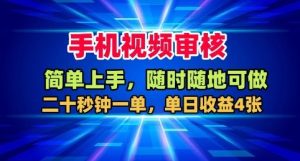 手机视频审核,随时随地可做,二十秒钟一单,单日收益4张+-宝藏屋创业网