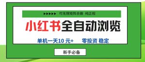 小红书全自动浏览项目, 零投资,全程手机去跑,单账号一天10元+,可无限矩阵去做-宝藏屋创业网