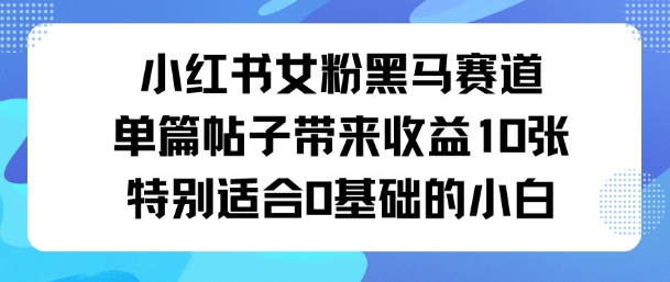 小红书女粉黑马赛道单篇帖子带来收益10张特别适合0基础的小白-宝藏屋创业网