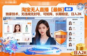 淘宝无人直播【最新】,独家技术,无违规无封号,可矩阵,长期稳定,日入2K【揭秘】-宝藏屋创业网