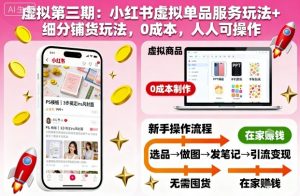 虚拟第三期:小红书虚拟单品服务玩法+细分铺货玩法,0成本,人人可操作-宝藏屋创业网