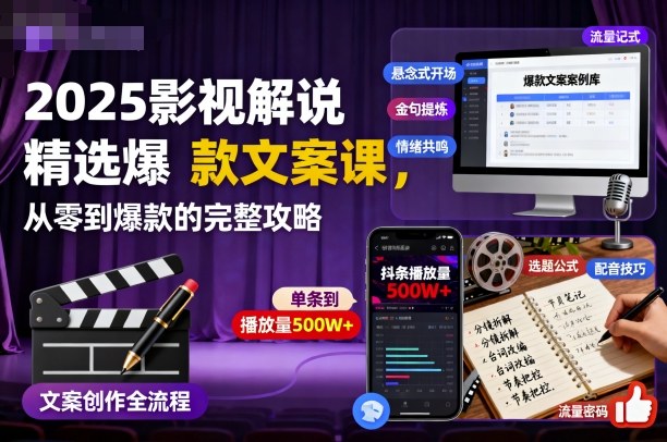 2025影视解说精选爆款文案课，从零到爆款的完整攻略-宝藏屋创业网