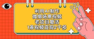老项目复活,微缩场景视频,利用AI制作,1条视频变现2千多!-宝藏屋创业网